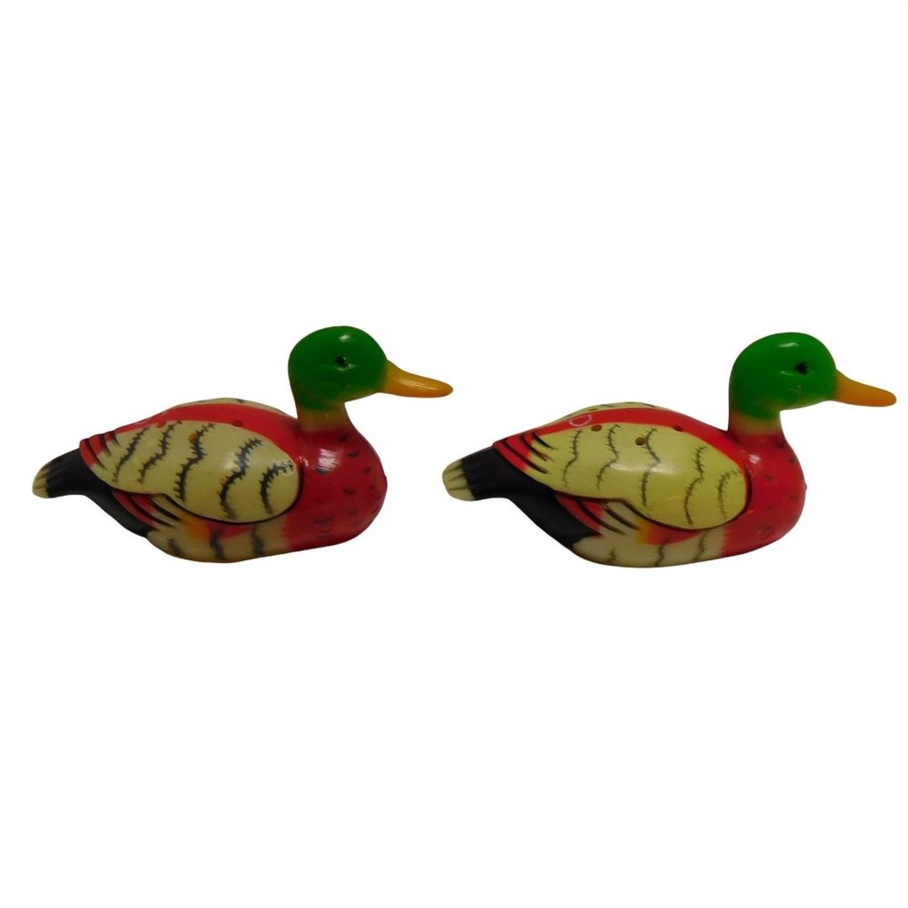 Vintage Salt & Pepper Set Souvenir Resin Mallard Ducks 1970s Approx 2 .5"x 1.5"